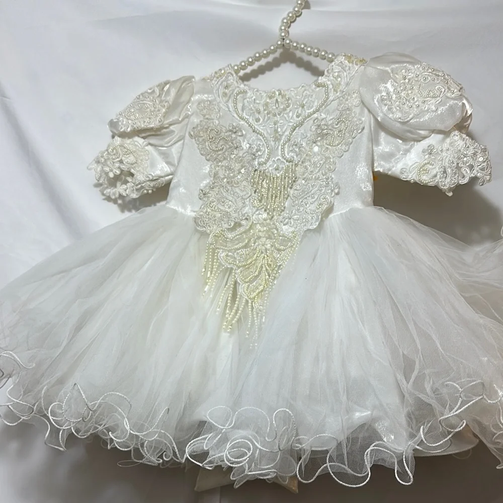 White Theater Costume with Lace and Puffy Sleeves